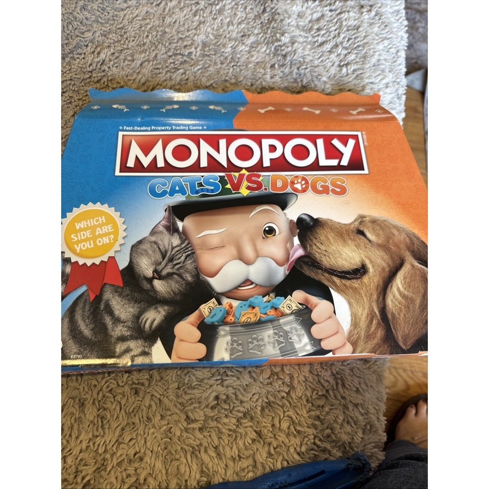 Hasbro Monopoly‎ Cats vs Dogs Board Game Kids Adults Blue Orange Good E5793
